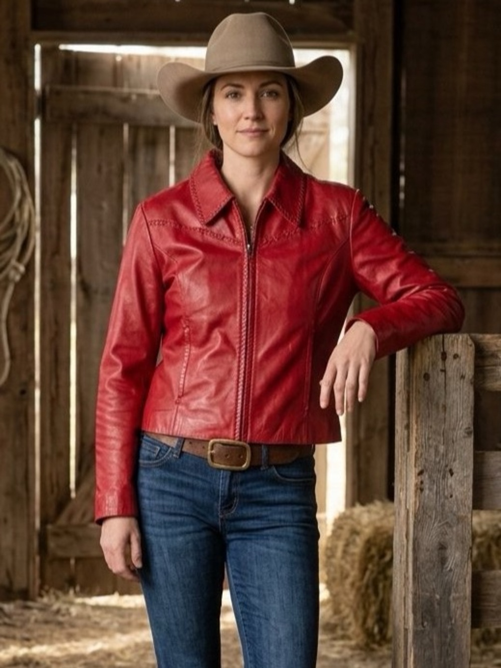 Vintage Cripple Creek Western Red Leather Jacket Size M